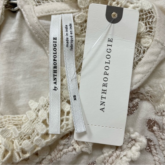 Women's ANTHROPOLOGIE Ivory JEMMA Cream CROCHET LACE Romantic BLOUSE XS - Picture 5 of 6